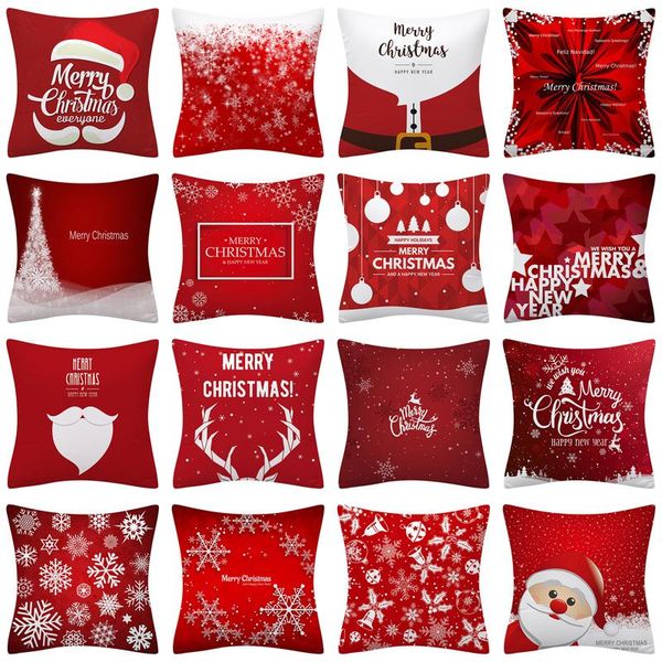 

cushion/decorative pillow 45x45cm red santa elk snowflake case european and american holiday style decorative cushion cover for home sofa