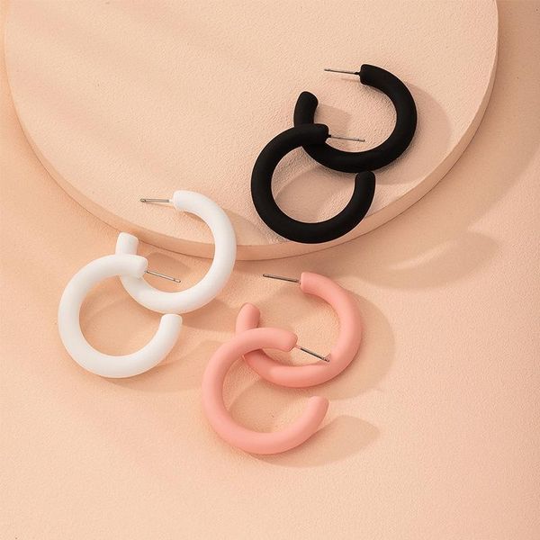 

hoop & huggie women elegant white/black acrylic statement earrings circle round pink nightclub party fashion jewelry, Golden;silver