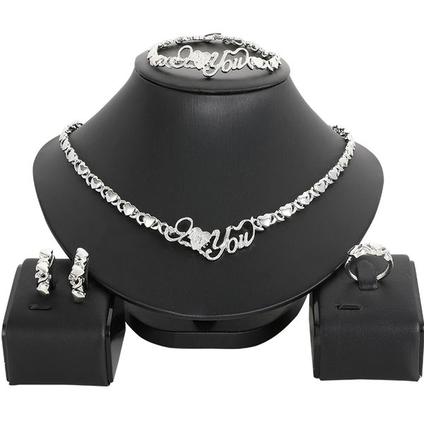 

jewelry sets new nigerian wedding african beads crystal necklace silver color set accessories party, Black