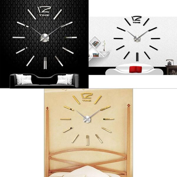 

wall clocks diy extra large clock 3d mirror surface sticker home decor living room