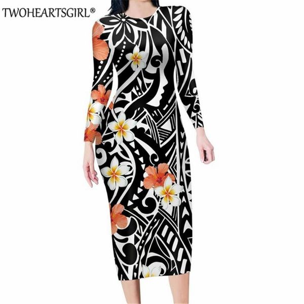 

casual dresses women dress package hip long sleeve black polynesian traditional tribe with plumeria bodycon party robe femme, Black;gray