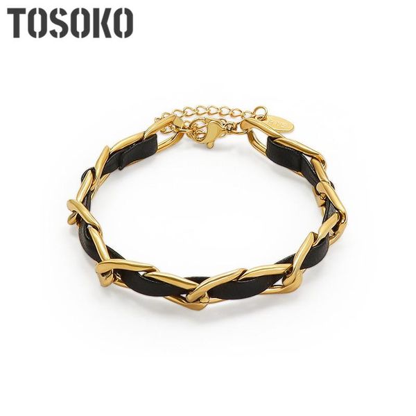 

stainless steel jewelry leather rope chain bracelet women's fashion cool couple bse200 link,, Black