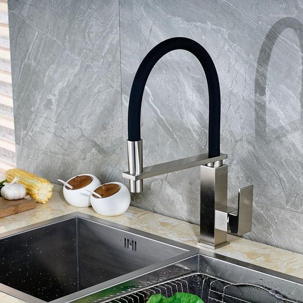 

bathroom sink faucets uythner modern brushed nickle kitchen faucet swivel mixer tap single handle hole deck mount1