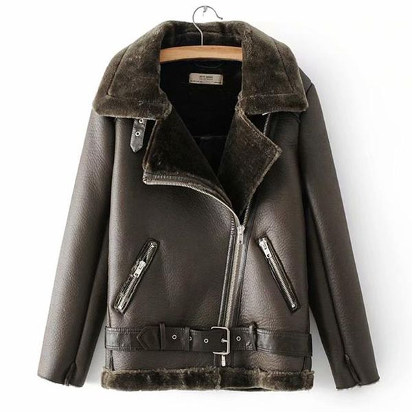 

warm women's winter motorcycle velvet jacket female short lapels fur thick korean version plus jacket bomber jackets, Black;brown