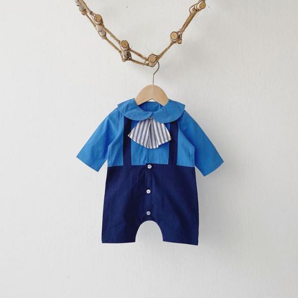 

jumpsuits gentleman baby long sleeve romper wedding and party boys clothes girls jumpsuit born, Blue