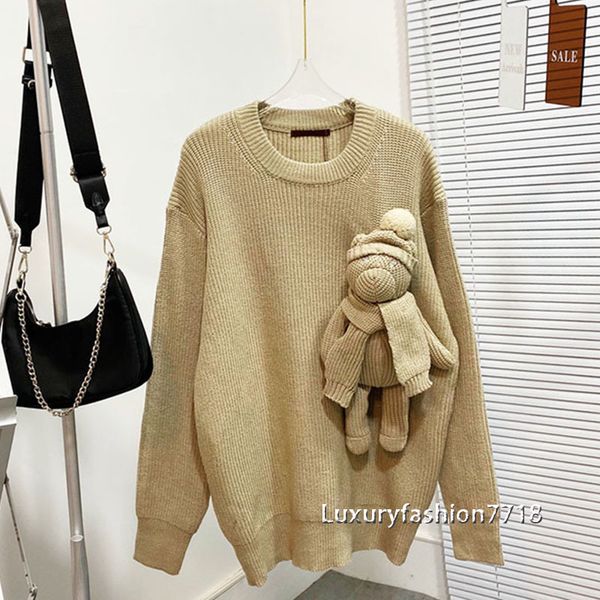 

women's sweaters autumn fashion high end woman sweaters long sleeve doll design letter jacquard round mark sweater gaa3, White;black