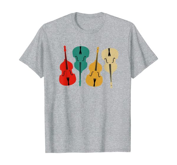 

retro upright bass t-shirt string double bass vintage gift, White;black