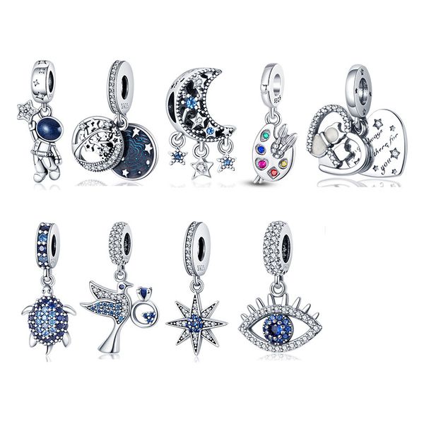 

fits pandora bracelet plata charm of ley 925 silver charms beads series 925 silver pendant women jewelry gift, Black