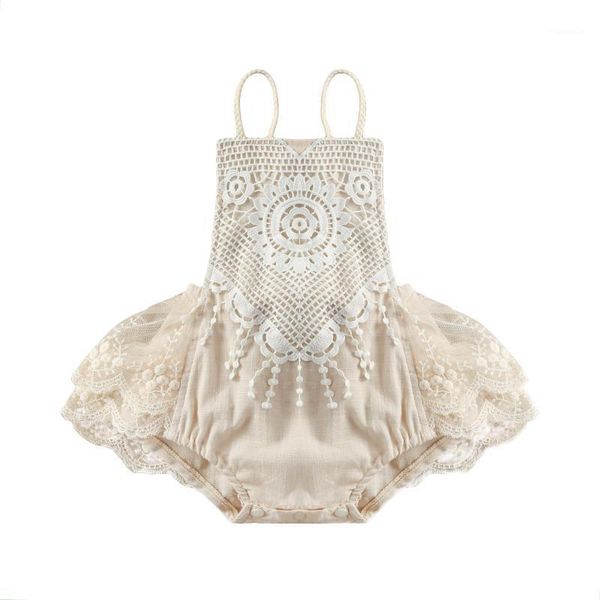 

0-24m summer lovely baby girls boys rompers lace floral tassel sleeveless belt jumpsuits one piece, Blue