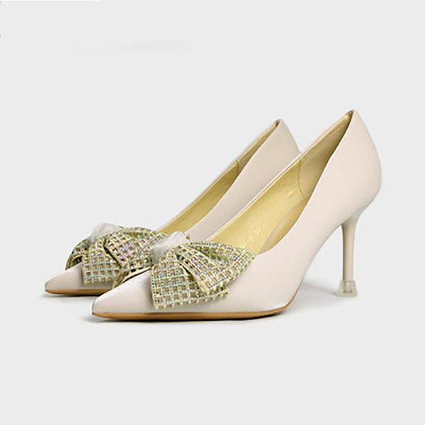 

dress shoes 2021 women pumps fashion ladies rhinestone high heels soft leather woman pointed toe non-slip plus size, Black