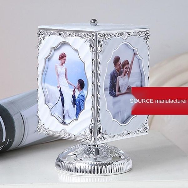 

frames home bedroom music box 5 inches po frame table can rotate, octagonal couple birthday gift.