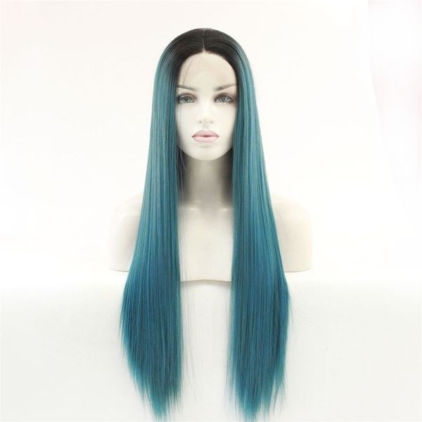 

fiber front lace chemical gradient color half hand hook head cover, Black