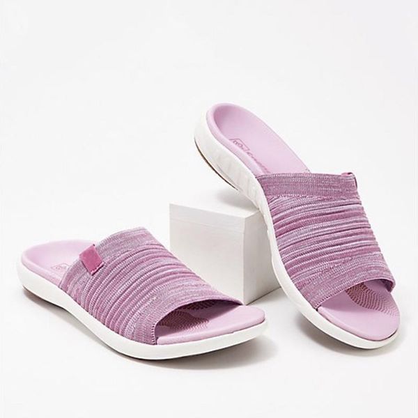 

women's slides woman summer slippers flats ladies knitting comfort female solid casual home outdoors shoes fahsion 2021, Black