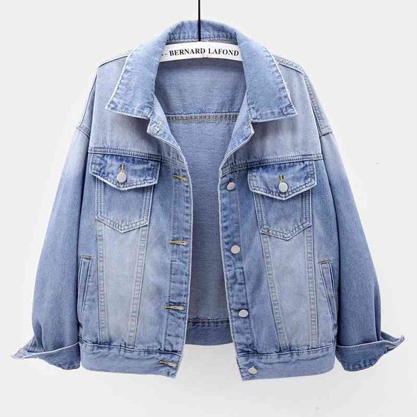 

jacket 2021 spring korean light blue denim women student outerwear chaqueta mujer loose vintage short jeans jacket coat female, Black;brown