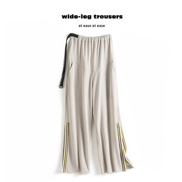 

women's jumpsuits & rompers [ewq] 2021 spring autumn sport clothing side split elastic waist all-match trousers high ladies casual wide, Black;white