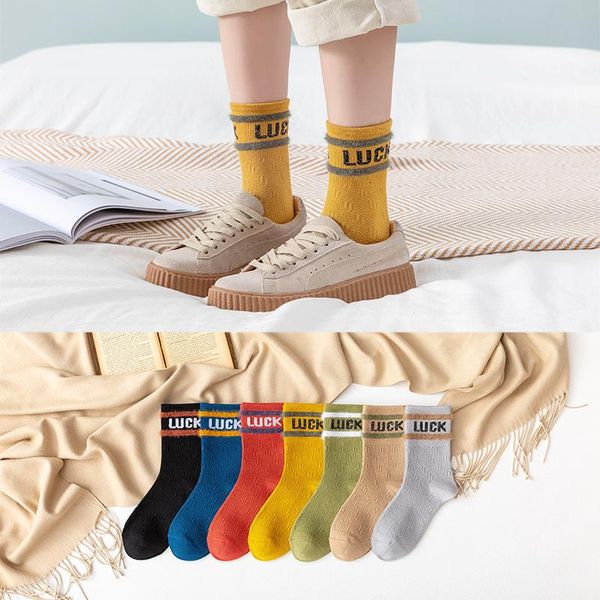 

women socks casual harajuku cotton female fashion letter long sock autumn winter warm girls multicolor cute simple sox #f & hosiery, Black;white