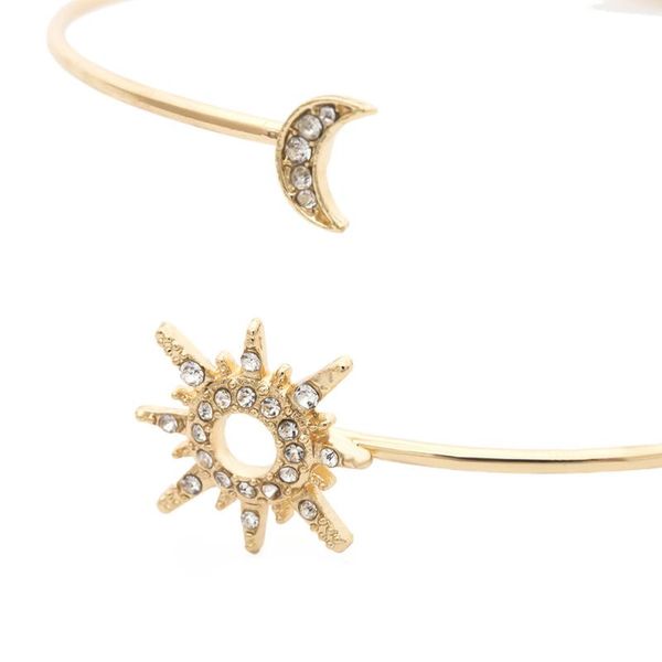 

geometric bracelet zircon arm adjustable hand ornament jewelry sun and moon shaped accessory for deion charm bracelets, Golden;silver