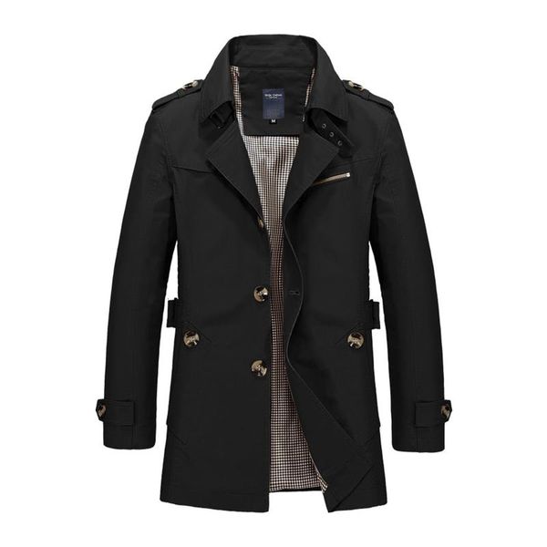 

men's trench coats 5 colors fashion men autumn coat business jacket classic long cotton windbreaker jackets overcoat casual winter outw, Tan;black