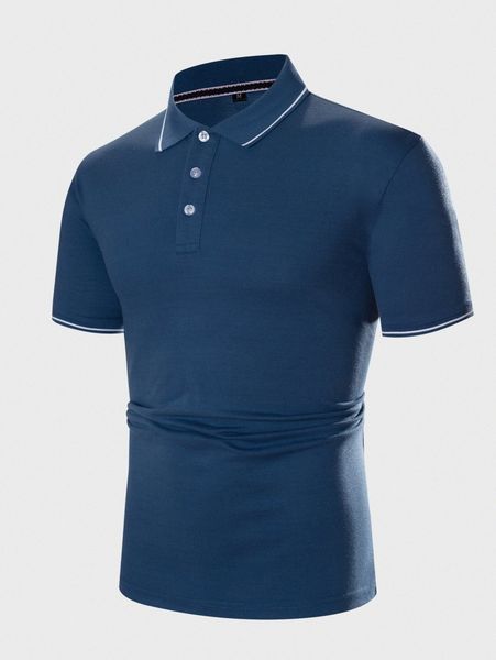 

men contrast trim polo shirt c6ed#, White;black