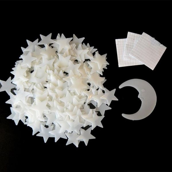 

200pcs glow star moon wall stickers for kids rooms baby bedroom home decor super bright ceiling luminous diy wonder satrs wallpapers