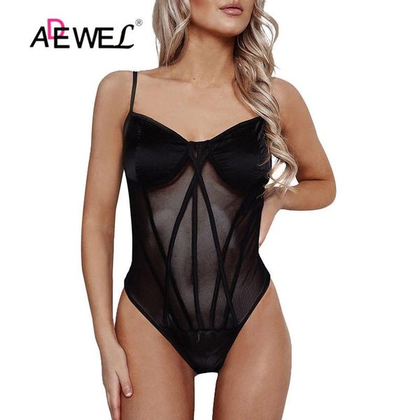 

women's jumpsuits & rompers black satin insert mesh bodysuit women slim lace jumpsuit party nigh club ladies short sleeve, Black;white