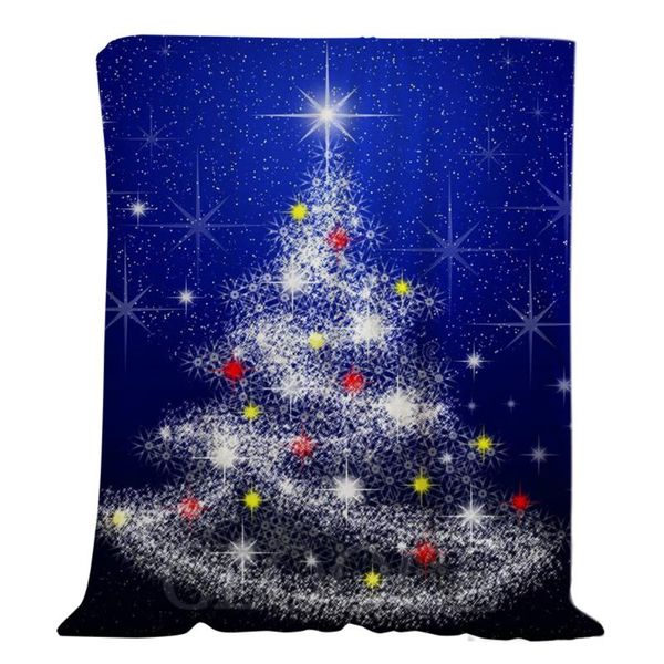 

blankets cloocl christmas flannel cblue starry tree merry blanket keep warm plush quilts gift for kids