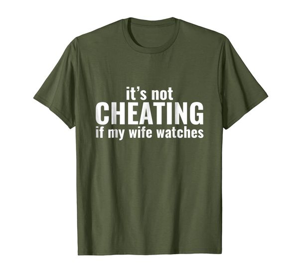 

mens it's not cheating if my wife watches tshirt, White;black