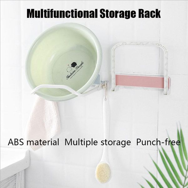 

hooks & rails punch-bathroom storage towel hook washbasin rack multiple strong bearing foldable kitchen items stand washroom