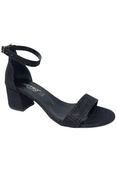 

sandals silvery single band women, Black