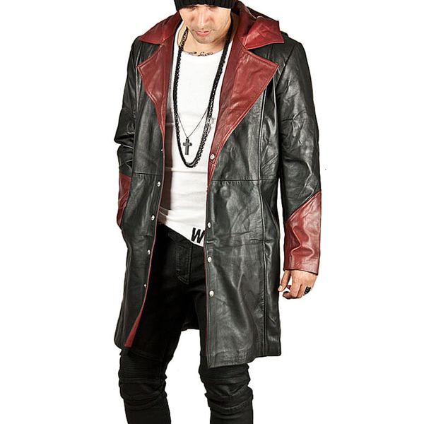 

men's fur & faux mcikkny men vintage leather jackets coats hooded fashion windbreak streetwear long outwear male parka size s-5xl rfwx, Black