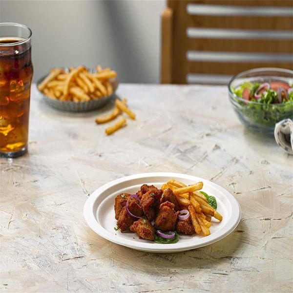 

disposable dinnerware paper plates pure white (pack of 50) deep, round, 23 cm in diameter for barbecue degradable plate stock