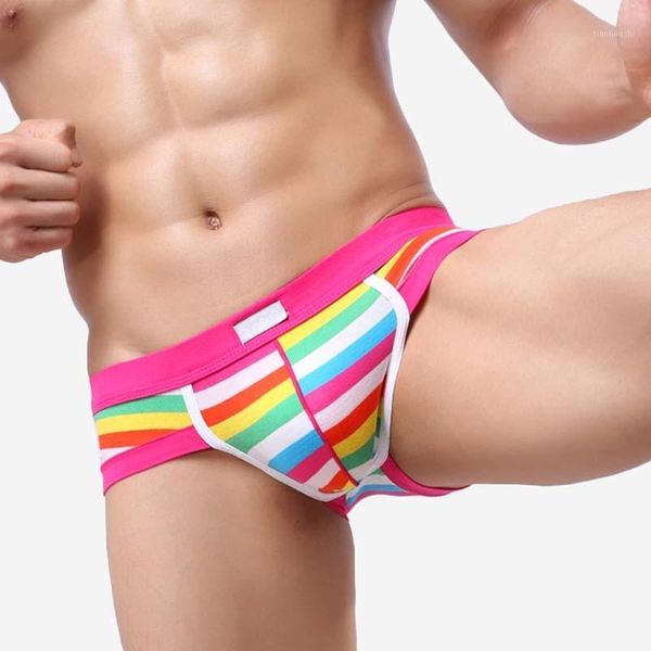 

fashion men underwear striped briefs bulge pouch panties shorts casual underpants hombre cuecas homem bikini breathable, Black;white