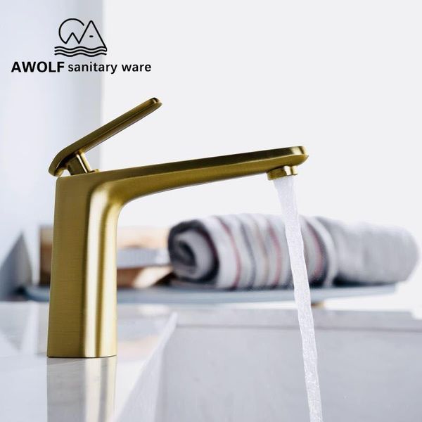

bathroom sink faucets basin faucet luxury cold wash mixer tap brushed gold plated deck mounted single handle hole ml8022
