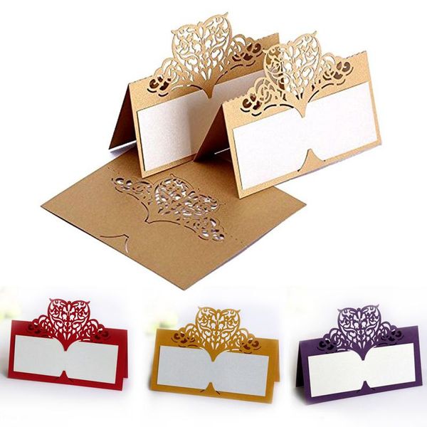

greeting cards laser cut wedding favors decor hollow love heart paper vine seat card name place invitations table 100 pcs