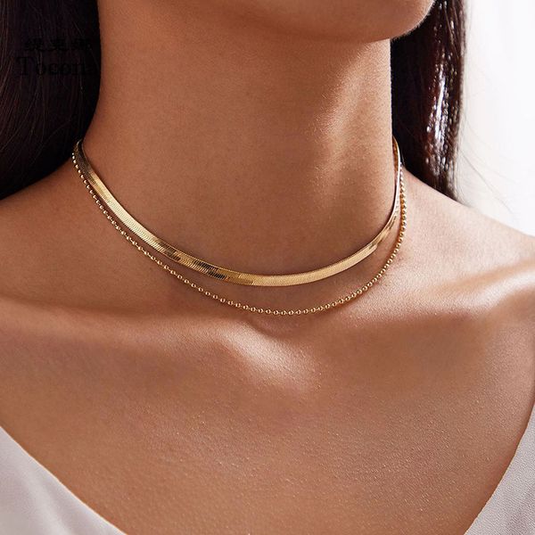 

tocona punk snake chain choker neckalce for women gold color alloy metal adjustable party jewelry accessories 13329, Silver