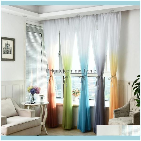 Cortina deco el suprimentos gardencurtão cortinas cor gradiente tulle pura janela janela rastreio de drape lenço decoração da série de têxteis