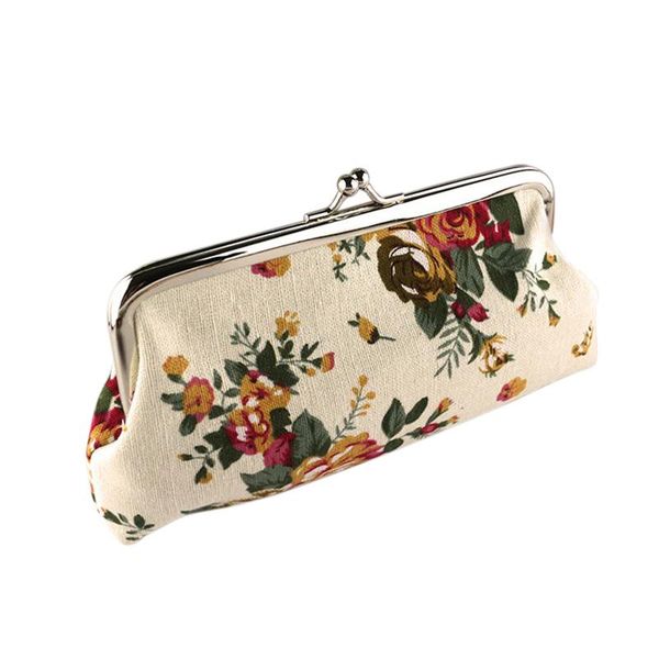 

coin purses korean garden canvas change key purse handbag bag wallet women clutch casual floral rose print vintage retro bags, Red;black