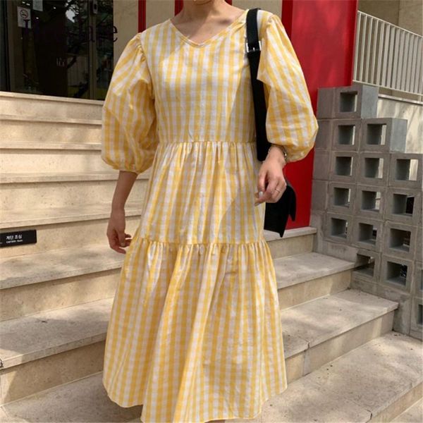 

women dresses spring summer 2021 floral print round neck puff sleeve party elegant lady female vestidos long dress casual, Black;gray