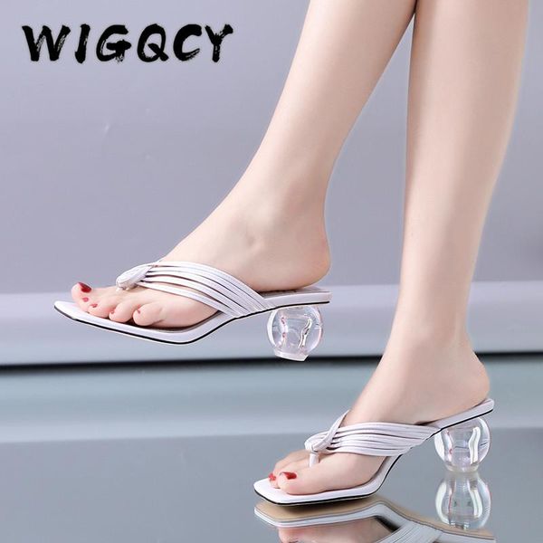 

summer high heels sandals women flip flop ladies fashion pu leather women's slippers casual square toe shoe female footwear dress shoes, Black