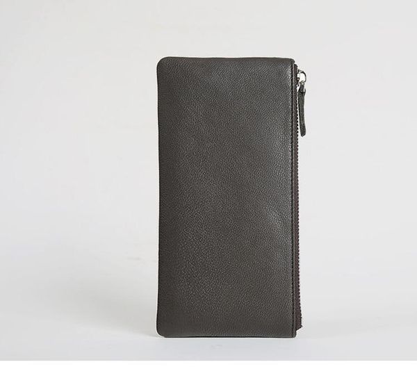 

minimalism style all genuine leather men and women ultra thin zipper wallet fashion phone bag nature sheepskin cardholder, Red;black