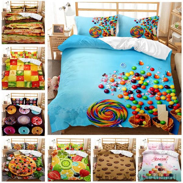 

bedding sets fresh food doughnut 3d printed set quilt cover pillowcases & children bedroom decoration double  king size
