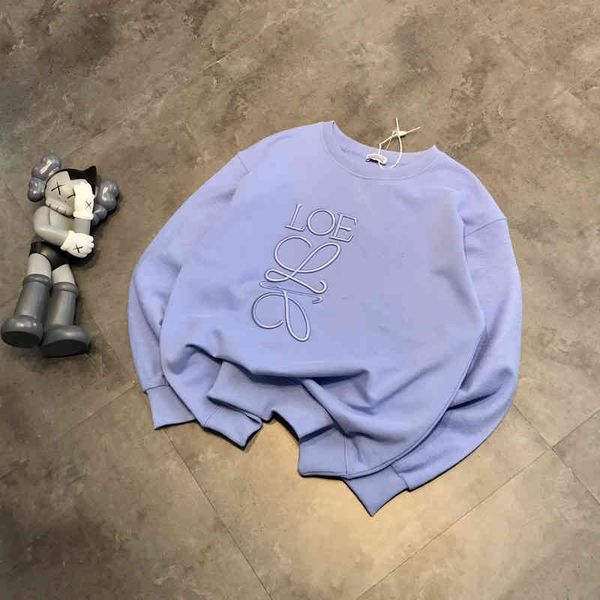 

2022 factory wholesale new model three dimensional letter embroidery blue round neck sweater women's pullover anti terry loose large lo, Black