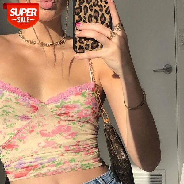 

floral print women's crop summer lace patchwork sleeveless backless bodycon 90s camisole beach #sx31, White