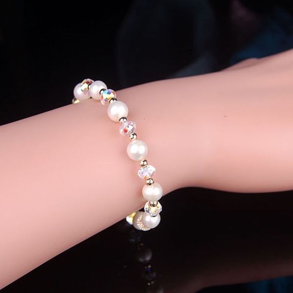 

bracelet 2021 8mm imitation pearl pujiang crystal simple jewelry gifts for girlfriends, Golden;silver
