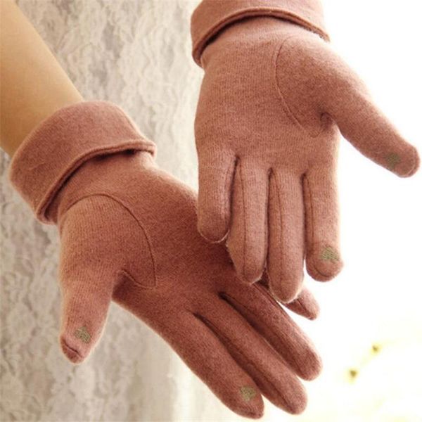 

five fingers gloves viianles cashmere fashion women' winter wool elegant warm touched bow glove mittens girl love cute guantes, Blue;gray