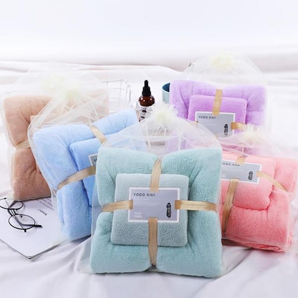 

shower caps 70x140cm 35x75cm 2pcs towel set absorbent soft bath /face towels