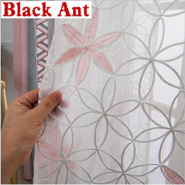

american country style tulle curtain embroidery flower for living room window screen bay balcony blinds drape x-jd870#30 & drapes