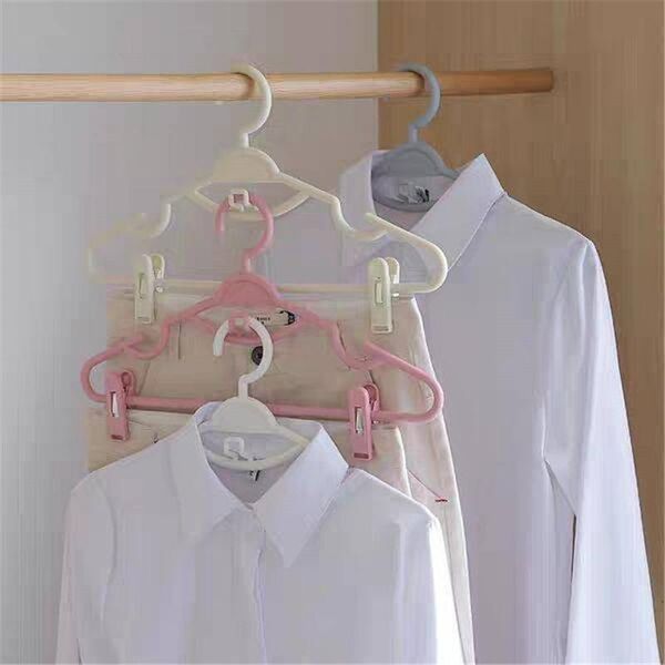 

hangers & racks 5pcs clothes hanger with clip plastic kid baby clothing drying household wardrobe finishing jacket suits pants