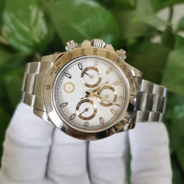 

bp men watches eta 7750 movement 40mm 116520 116520-78590 white dial stainless steel chronograph working mechanical automatic mens watch men, Slivery;brown