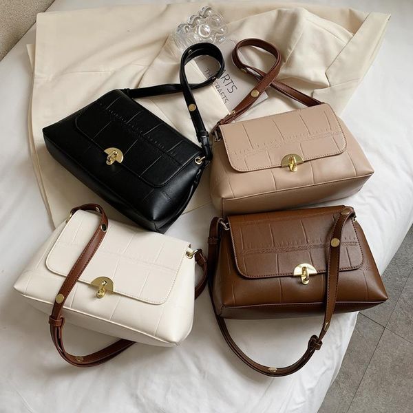 

evening bags lock soft leather messenger bag ladies 2021 pu fashion small square simple and versatile one-shoulder